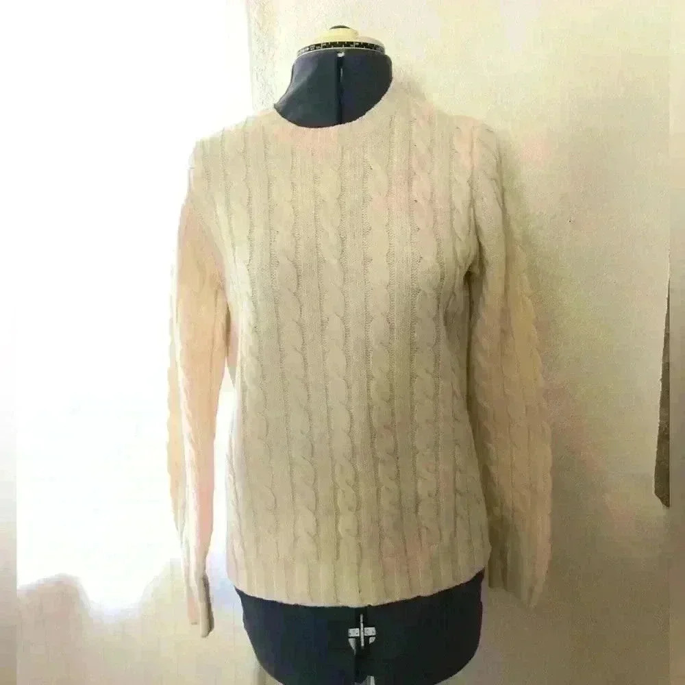 VTG GAP Stretch Braided Off White Wool Sweater Women Large